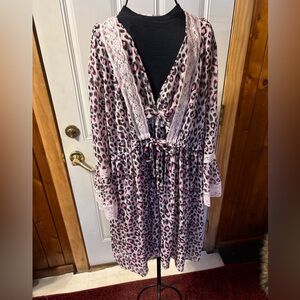 Lunaire 2 Piece Lingerie Set Romantic Sheer Leopard Print Pink&Black Gently Worn